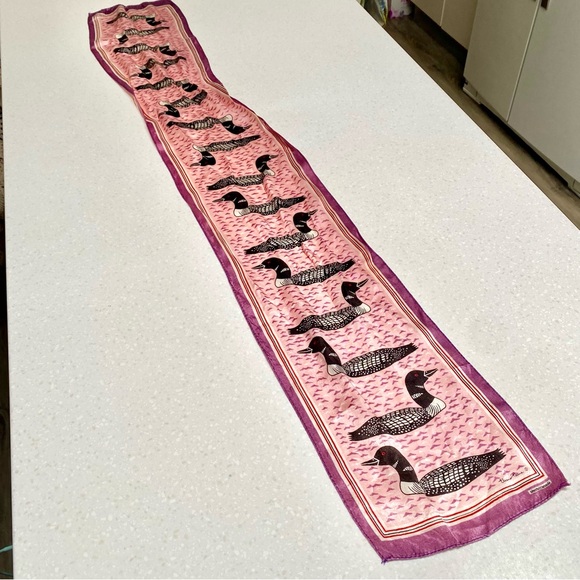 Rare Eleanor Paine Loon Printed vintage Scarf /wrap made in Japan w nature feel - Picture 8 of 14